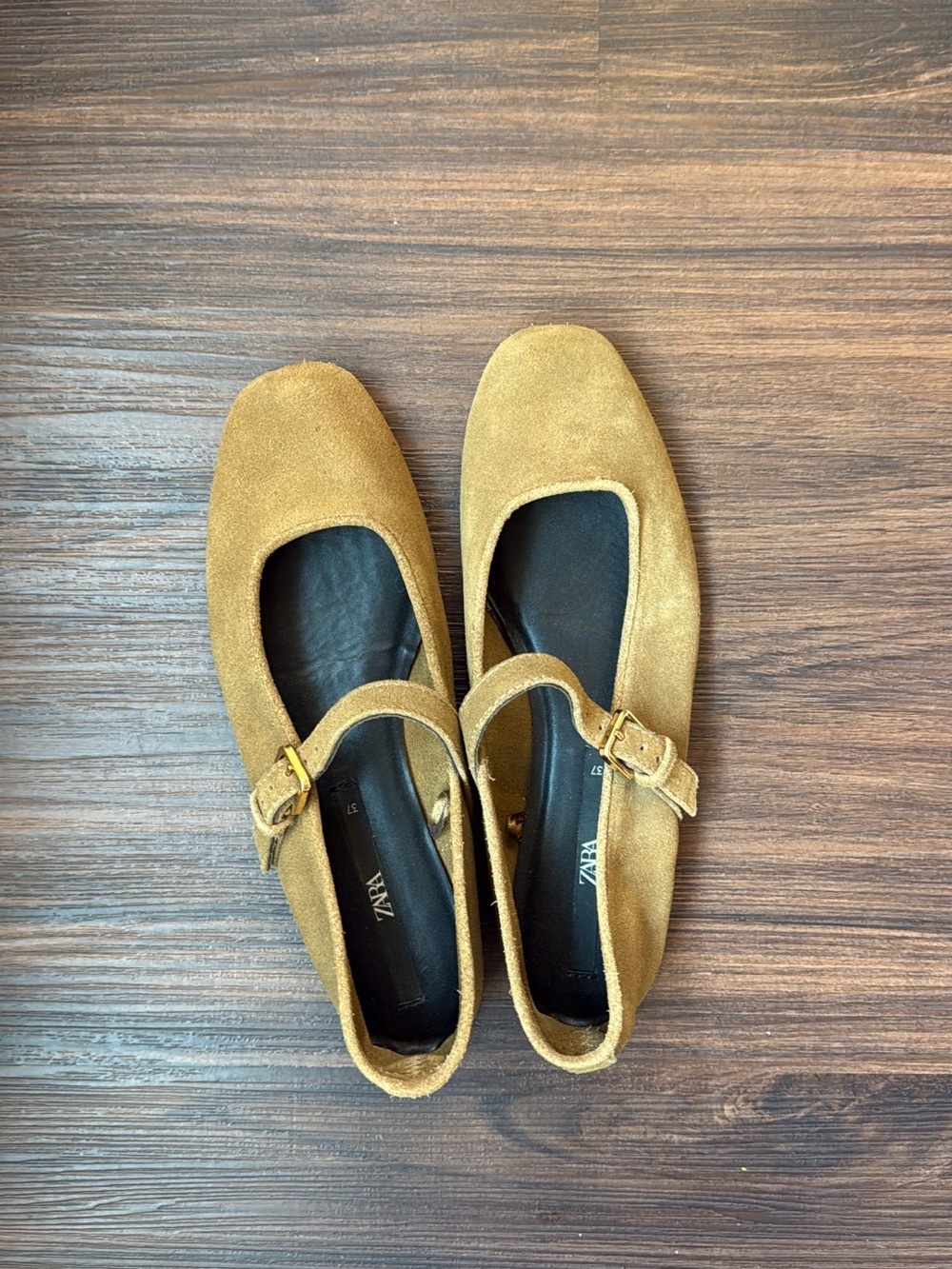 Zara Suede Mary Jane Flats